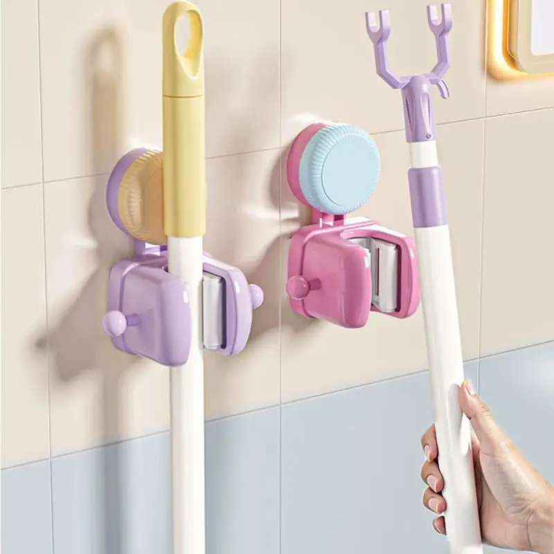 Dopamine Suction Cup Mop Clip, Strong Load-bearing Capacity, No Drilling Required, Bathroom Holder, Mop Storage Rack