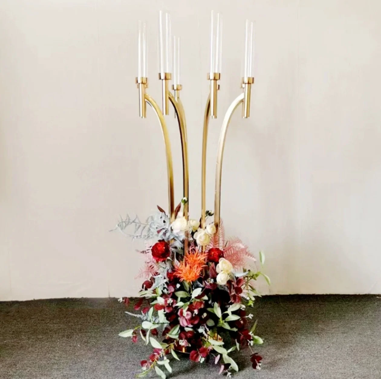 Metal Candelabra 8 Arms Candle Holders, Acrylic Wedding Table Centerpieces, Flowers Stand, Home Party Decor, 6Pcs