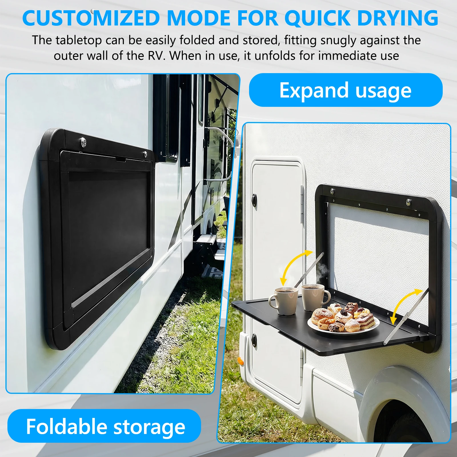 

Складной настенный стол для автодомов из алюминия с замком, внешний стол для пикника с защитными защелками, сверхпрочный, для кемперов и автодомов