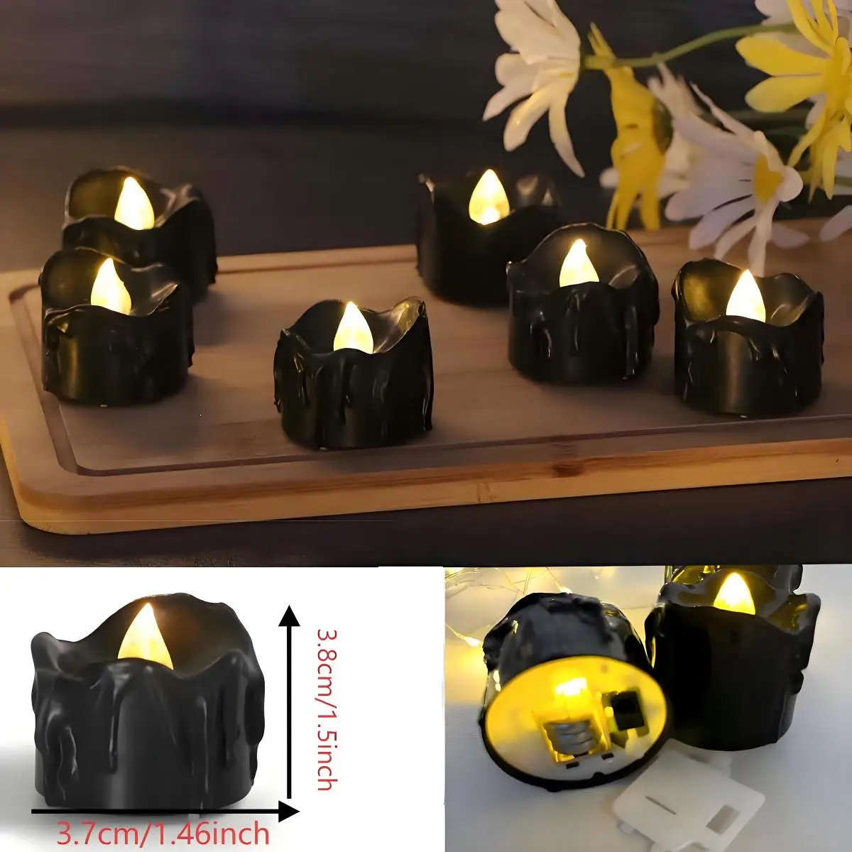 Velas electrónicas de 12 piezas, luces de decoración navideña, velas sin humo, arreglo de ambiente de fiesta de Navidad y Halloween