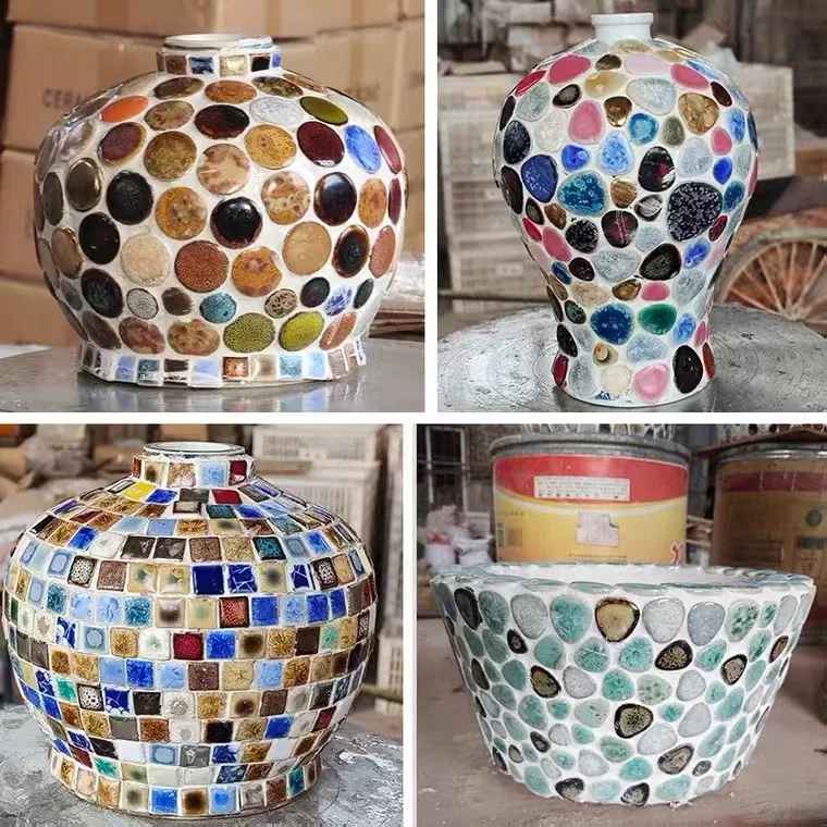 100g Oval Ceramic Mosaic Tiles Multi Color Mosaic Piece DIY Mosaic Making Stones for Craft Hobby Arts Home Wall Decoration arte