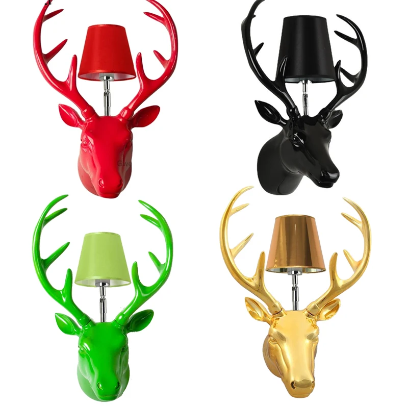 Deer Wall Lamp Nordic Resin Antlers Lights Sconce Indoor Lighting Fixtures for Living Room Bedroom Dinning Room Luminaria Decor