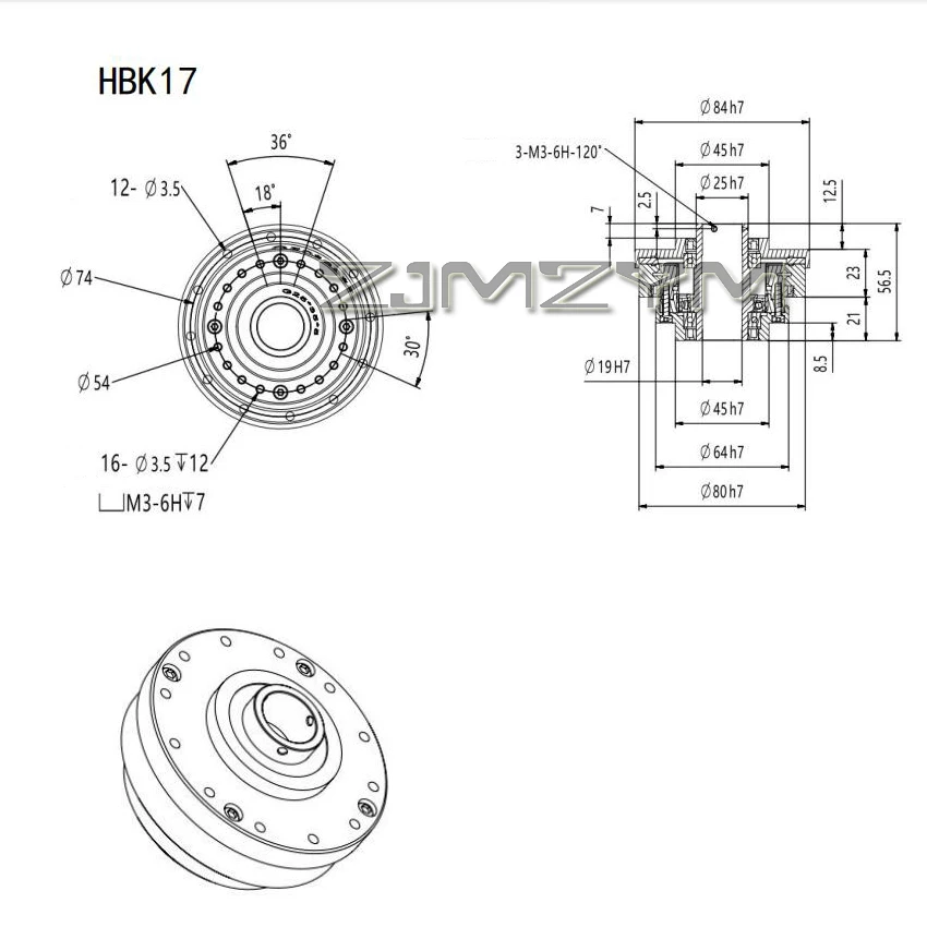 Imagem -03 - Oco Flangeado Robô Comum Redutor Caixa de Engrenagens para Articulações do Braço Mecânico Alta Precisão Hbk14 Hbk17 Hbk20