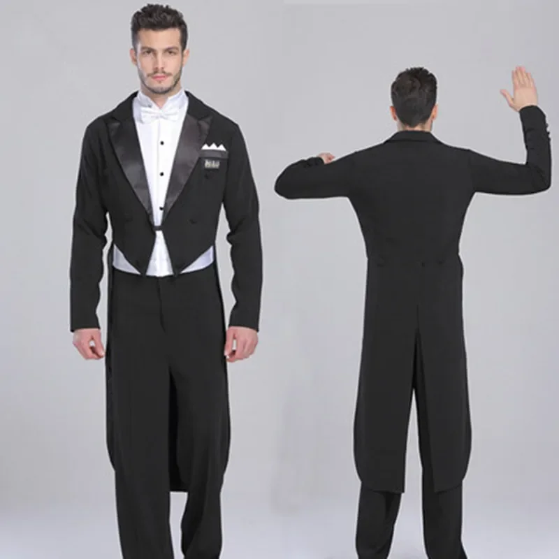 

Black Fashion Men Suits 2 Piece Elegant Peak Lapel Standard Dance Wedding Groom Tailcoat Male Suits Slim Fit (Jacket+Pants)