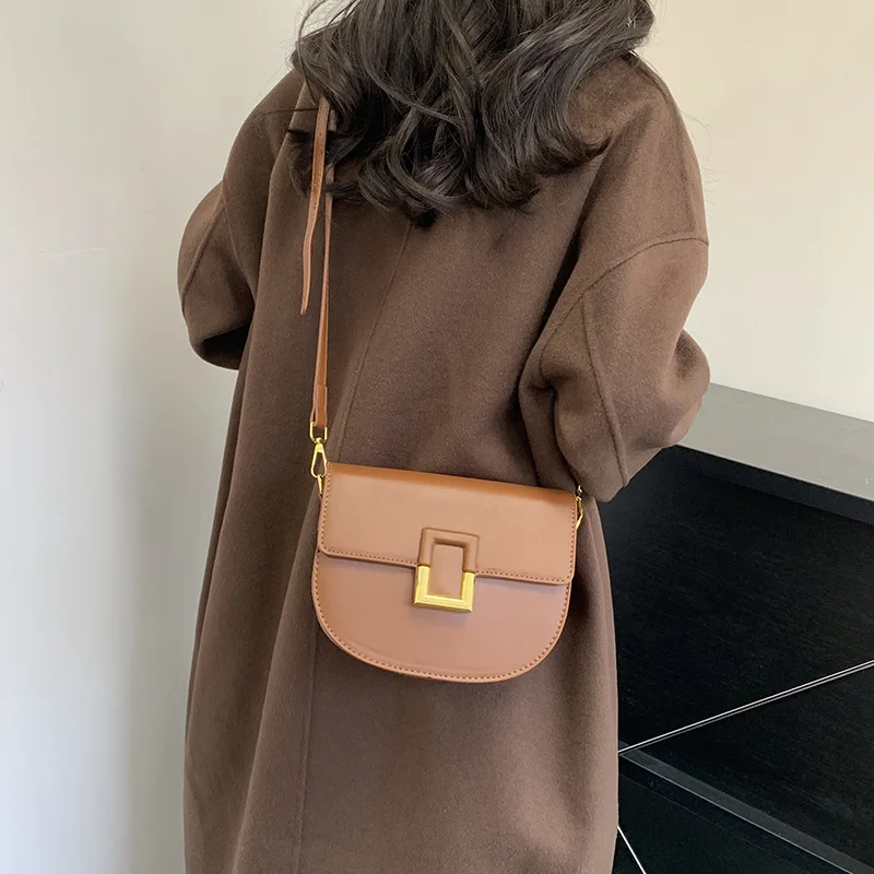 2024 New Fashion Women's Handbag, Luxury Small Handbag with Leather Shining Face, Single Shoulder Crossbody Square Saddle Bag