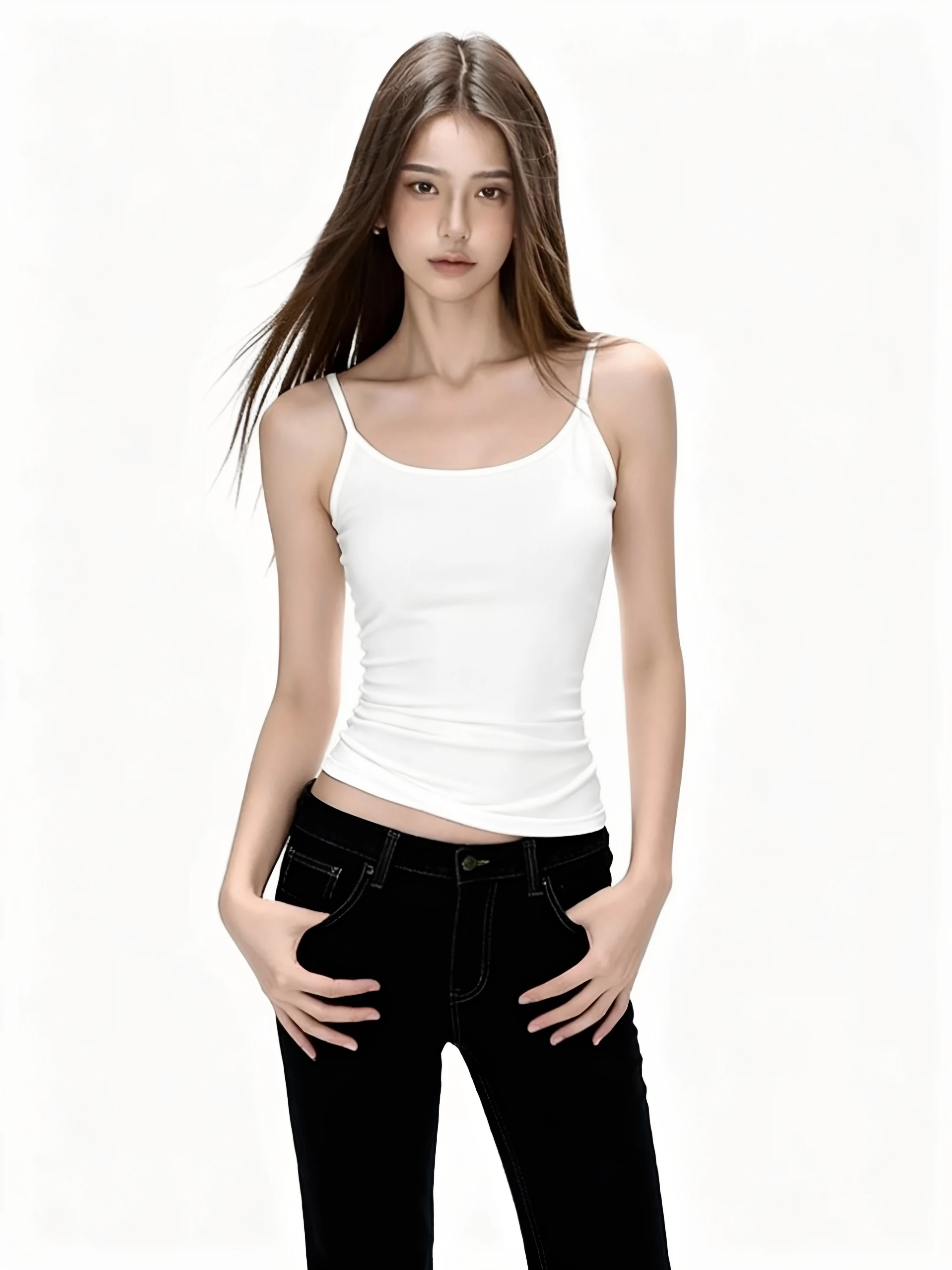 Women's 95 Cotton Strap Vest Integrated Large Size Tank Top Inner Wear Slim Fit Base Layer Outerwear Beautiful Backless Shirt