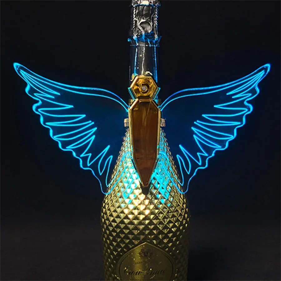 Imagem -03 - Recarregável Piscando Led Angel Wings para Garrafa de Champanhe Piscando Topper Lâmpada Tampão do Vinho Serviço Sparkler Luz Estroboscópica