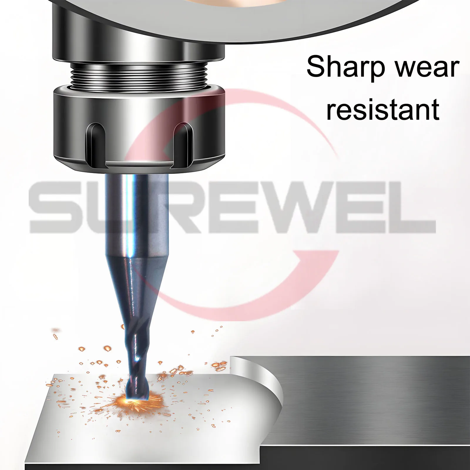 SUREWEL HRC55°-HRC65° 2 เม็ดมีดเส้นผ่านศูนย์กลางไมโครหัวกัดความแม่นยําเครื่องมือมิลลิ่งสําหรับงานที่มีรายละเอียดและการตกแต่ง