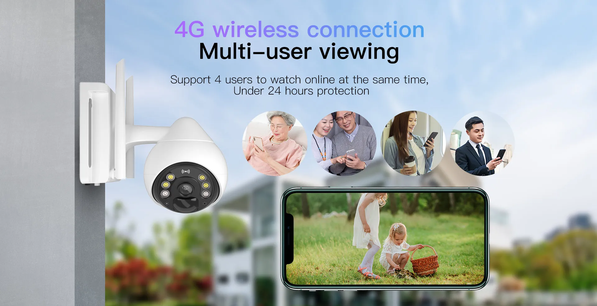 3MP O-Kam APP Solar Power Triple Lens 4G/WIFI IP Camera Full Color AI Humanoid Detection Home Security CCTV Monitor
