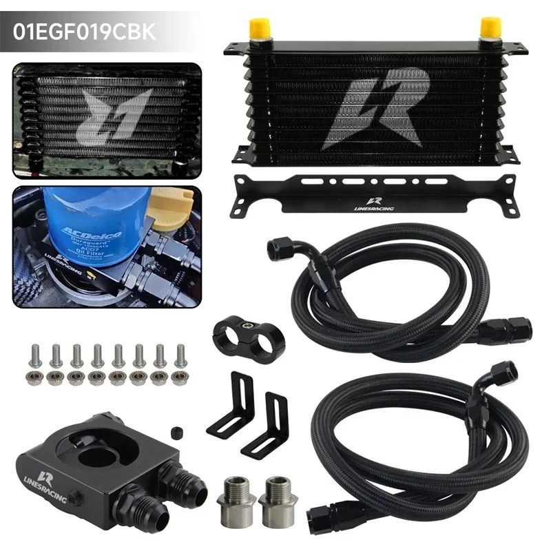 

LR AN10 Trust 10 Row Oil Cooler+73±0.5° Thermostat Sandwich Plate kit M20×1.5 & 3/4"-16UNF and 1/8"NPT Black