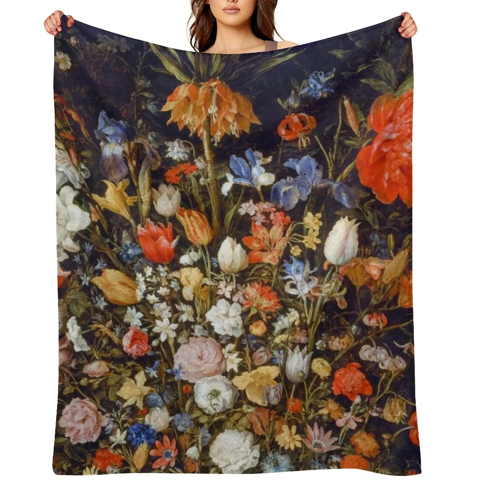 

Jan Brueghel. Flowers in a Wooden Vessel Throw Blanket Camping Loose bed plaid Decorative Sofa Blankets