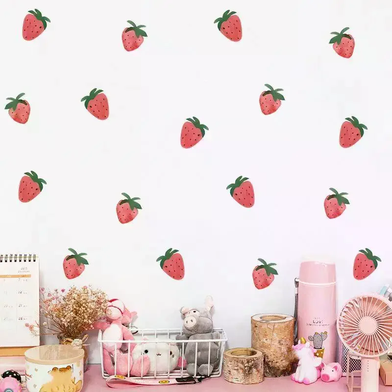 1PC Cute Berry Self Adhesive Wall Stickers Simple And Sweet Room Bedroom Background Wall Decoration Stickers