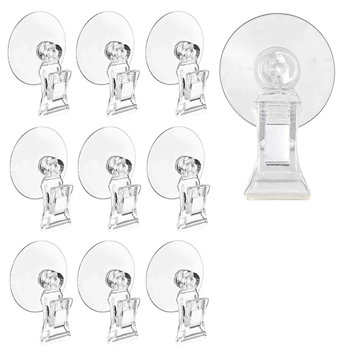 A44T10Pcs Suction Cup Clips Transparent Sucker Clamp Bathroom Window Glass Suction Cup with Clip for Advertising Display