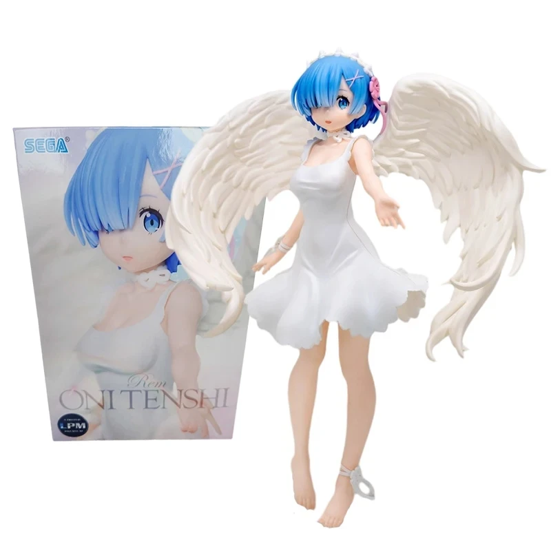 21CM Ghost Angel Rem Anime Figure Re:Life In A Different World From Zero Dress Wings Standing Model Toy PVC Collection Ornaments