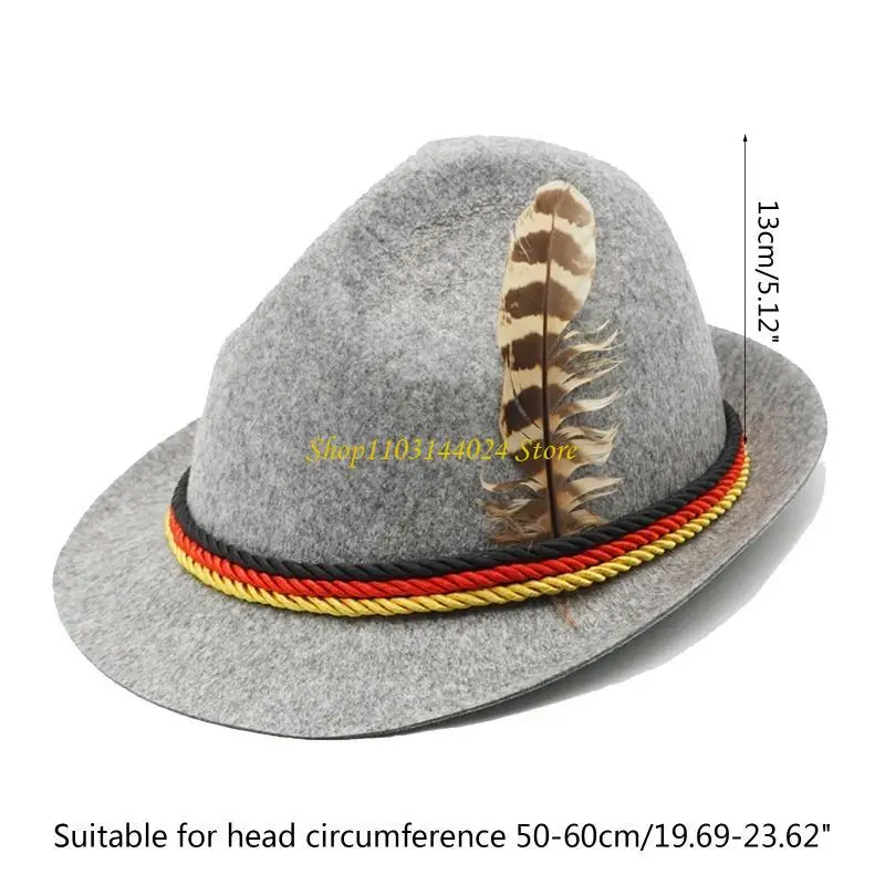 Retro Fedora Hut Frauen Männer Filz Damen Oktoberfest Hüte Party Feder Dekor Westlichen Stil Top Motorhaube männer Cosplay hut