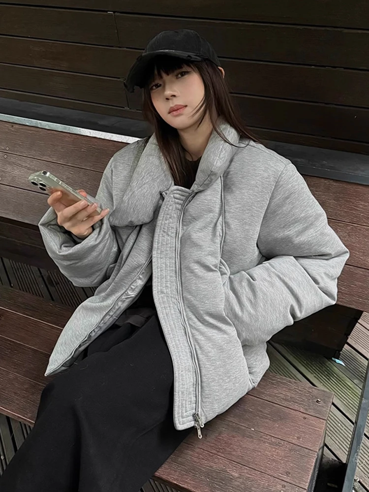 

Теплая хлопковая мужская куртка с воротником-стойкой, в американском стиле, зимняя, с декоративной молнией, верхняя одежда