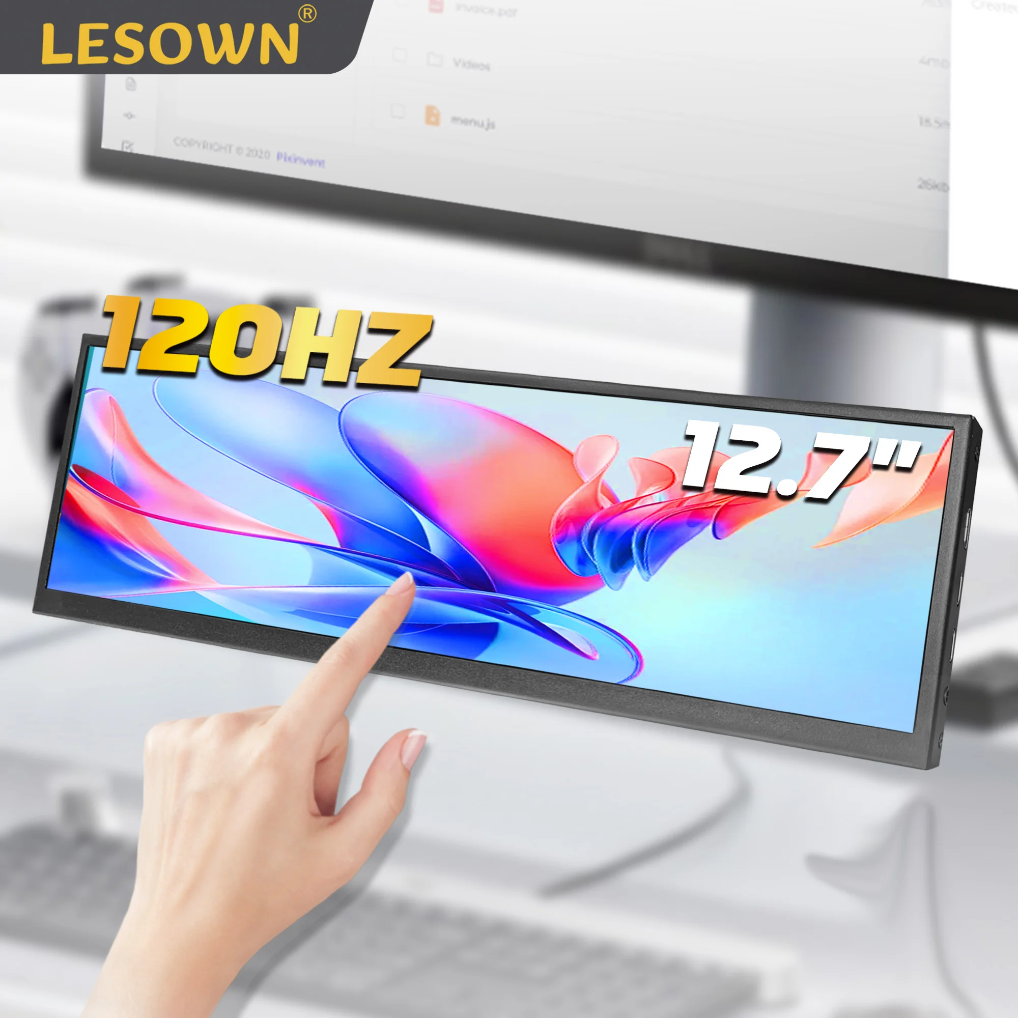 

LESOWN 12.6 12.7 Inch 2880x864 IPS LCD Portable Bar Display Wide Aspect Ratio Monitor AIDA64 Sensor Panel for Work Entertainment