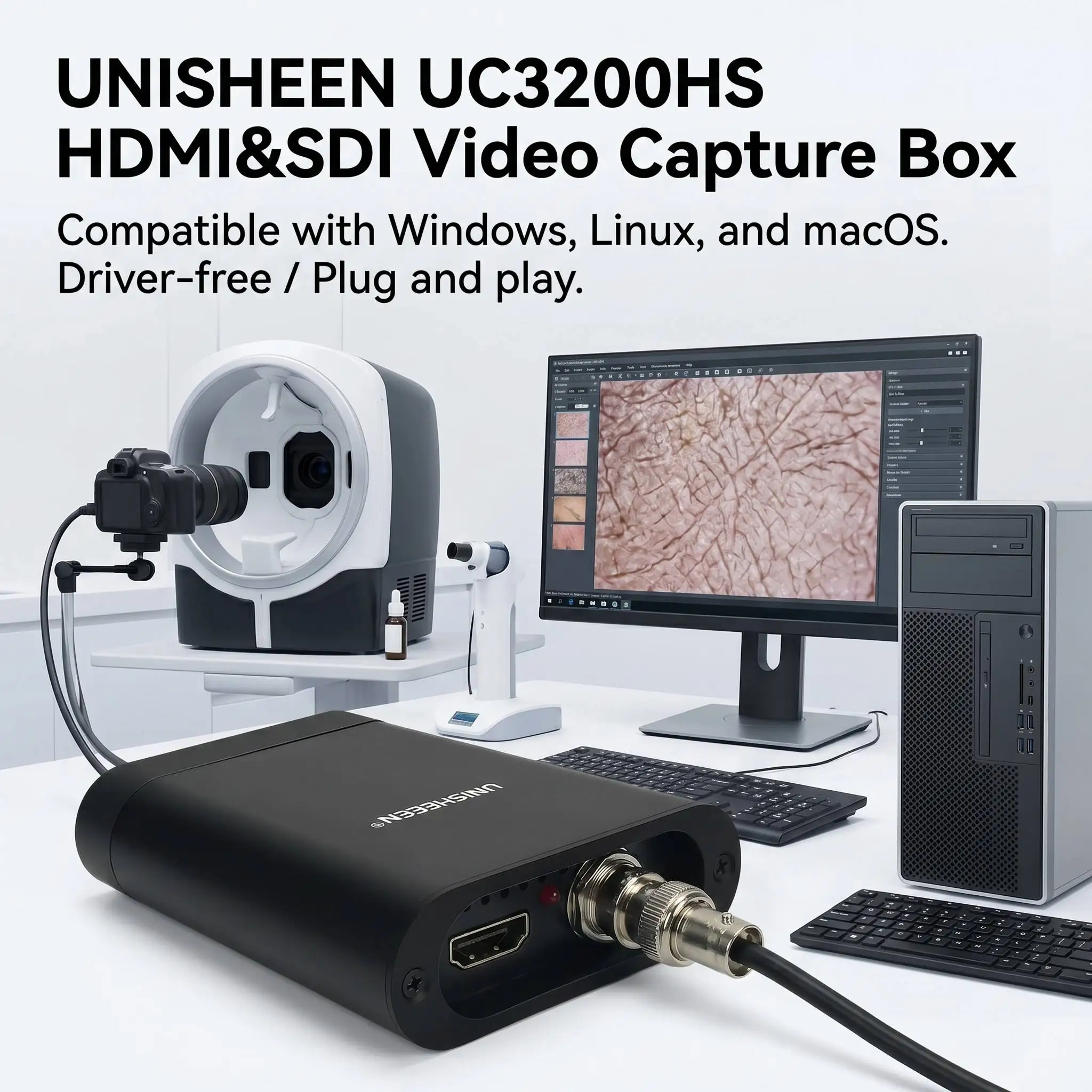 UNISHEEN UC3200HS Free Driver FPGA Grabber Dongle Game Live Stream Broadcast 1080P USB3.0 60FPS SDI HDMI VIDEO CAPTURE Box