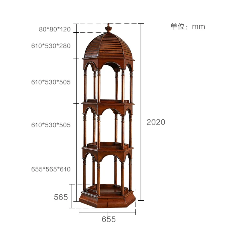 American style solid wood storage rack, floor to ceiling antique rack, European style flower rack, creative bird cage display ra