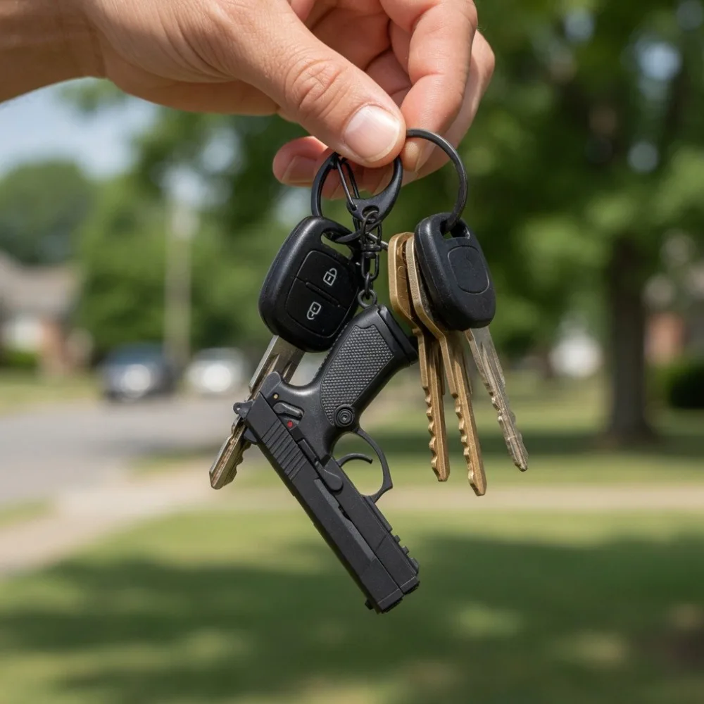 Mini Pistol Keychain Detachable Type 92 Model 1:3 Small Keyring Bag Pendant Boy Exquisite Gift Educational Dismantling Model