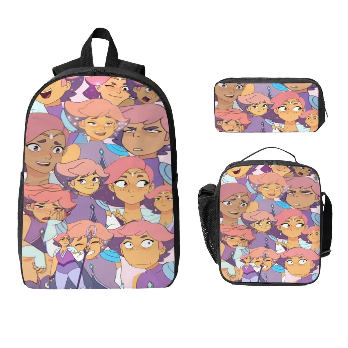 3Pcs She-Ra And The Princesses Of Power School bags Set Pen Bags Backpack Sets with Lunch Box For School Students Knapsack