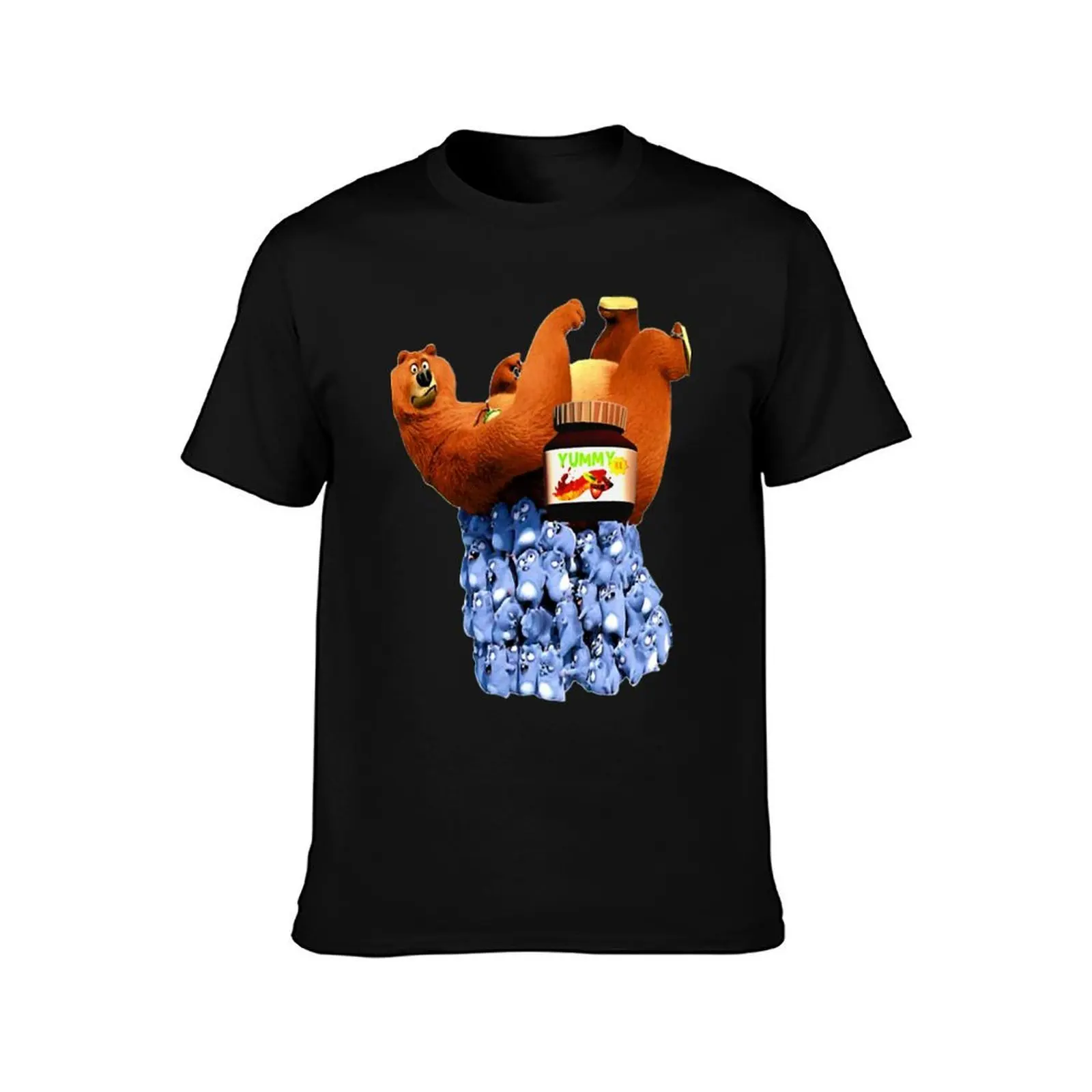 Grizzy And Lemmings yummy chocolate T-Shirt, Summer Casual Cotton Tee, Oversized Streetwear Tops, Vintage Graphic Print