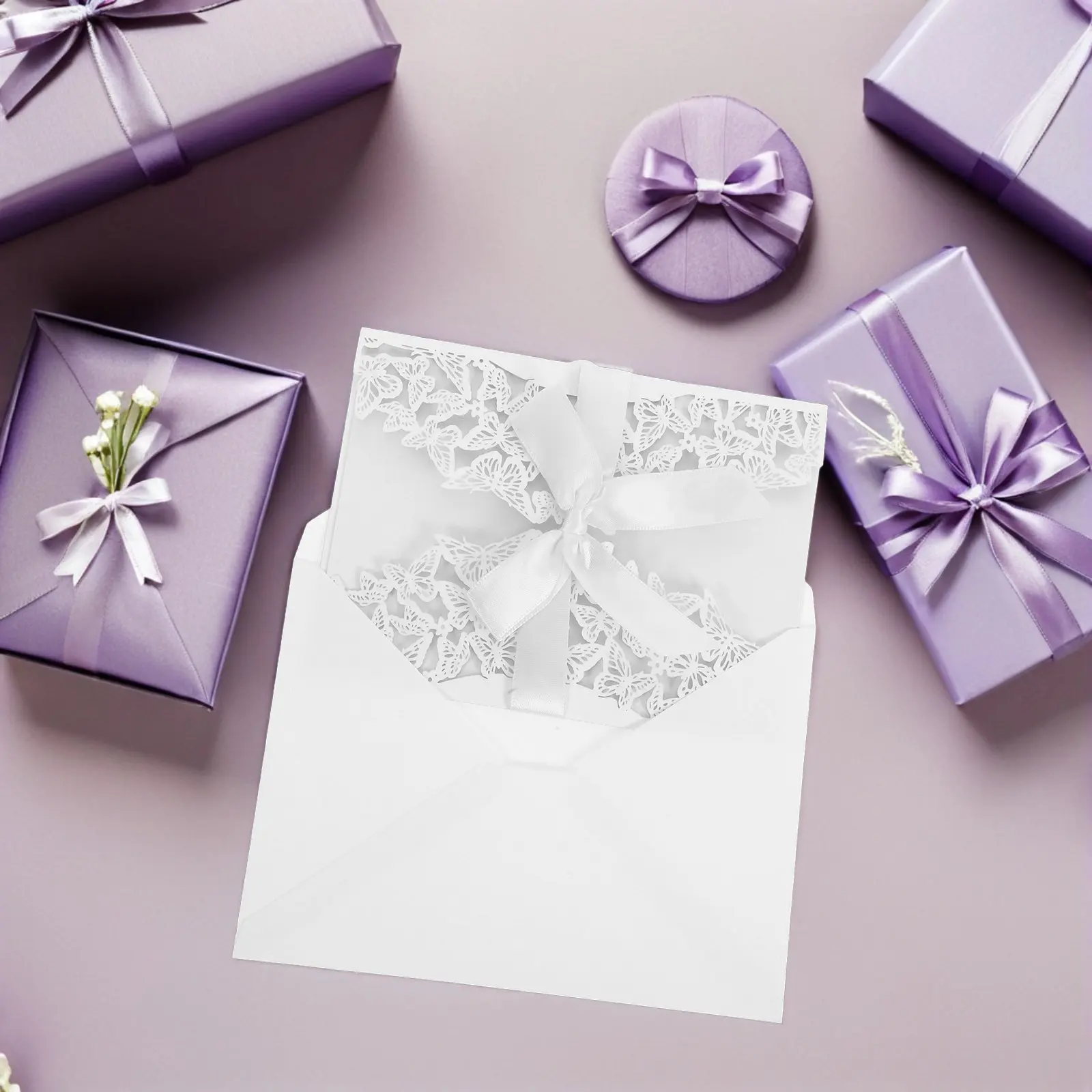 

10Sets European Style Wedding Invitation Cards Butterfly Floral Laser Cut Elegant Hollow Out Design for Bridal Shower Festival