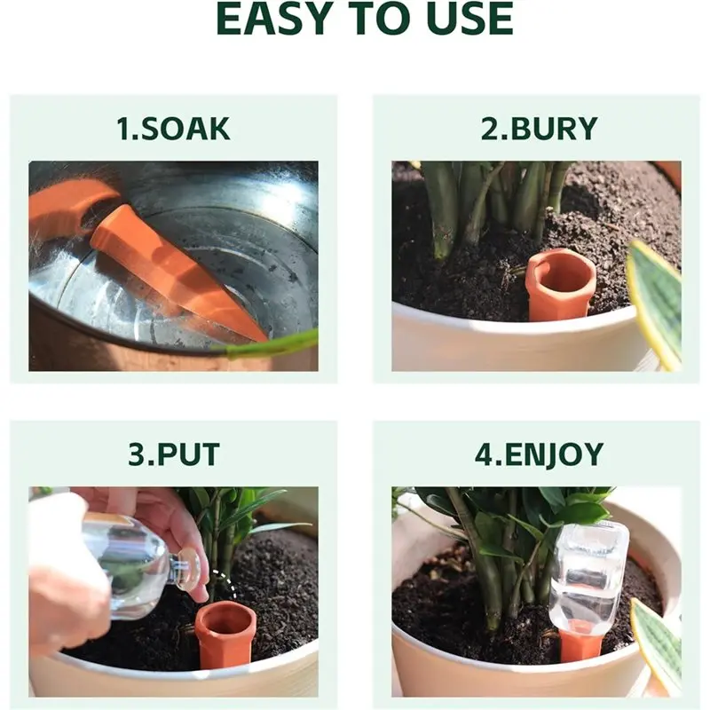 مسامير سقي لزجاجة النبيذ مكونة من 8 قطع، تيراكوتا لزراعة النباتات الداخلية الخارجية ذاتية السقي #3