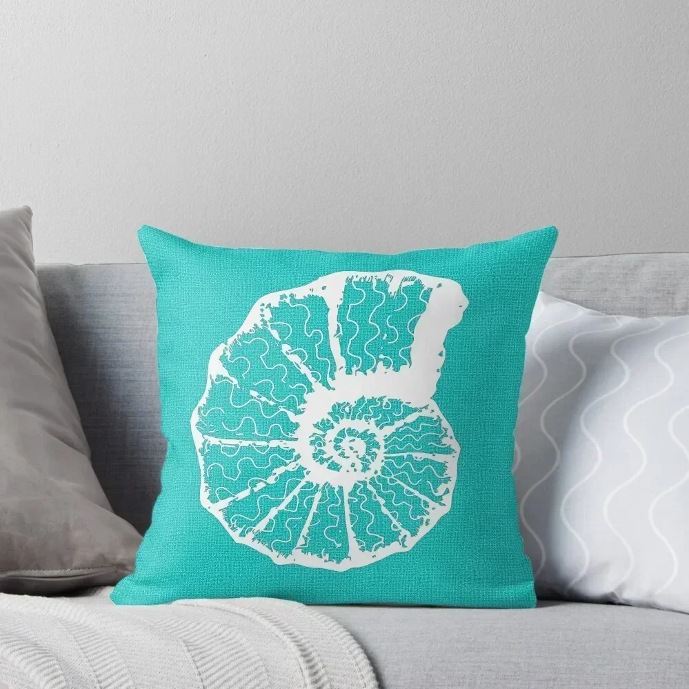 

Aqua Blue with White Spiral Shell Throw Pillow home decor items christmas decorations 2025 Luxury Pillow Cover pillow