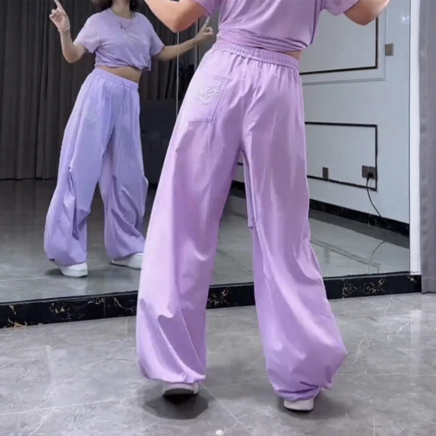 summer-casual-loose-embroidered-dance-pants-women's-new-style-square-dancing-straight-leg-sports-trousers-trendy-elastic-waist