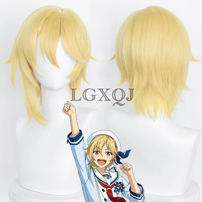 En Stock, 40cm, peluca de Cosplay de Nazuna Nito ES Ensemble Stars Ra * bits, peluca de Nito Nazuna, cuero cabelludo amarillo dorado, pelucas de Anime resistentes al calor