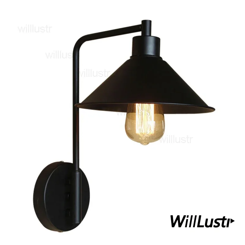 

umbrella iron wall sconce light American country vintage lamp cafe bar restaurant hotel loft home dinning room bedside lighting