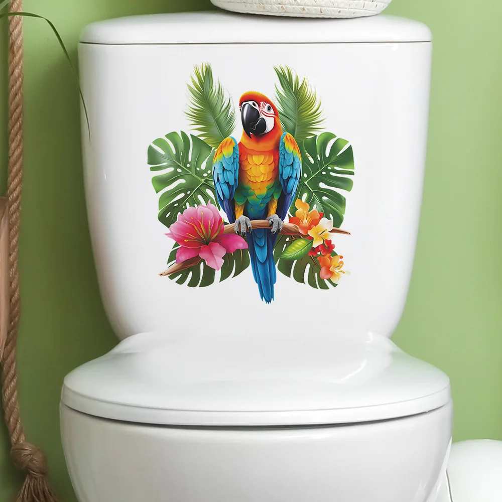 Painted Turtle Back Leaf Parrot Toilet Lid Decal Waterproof WC Door Sticker Removable Self-Adhesive Decor Household S384