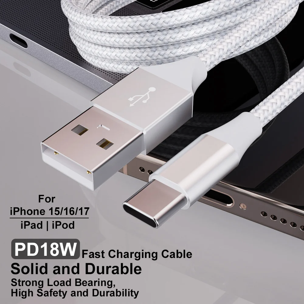 USB A To Type C Cable Date Sync 3A Fast Charging Nylon Braided Wire Charger Cable For Samsung Huawei Android