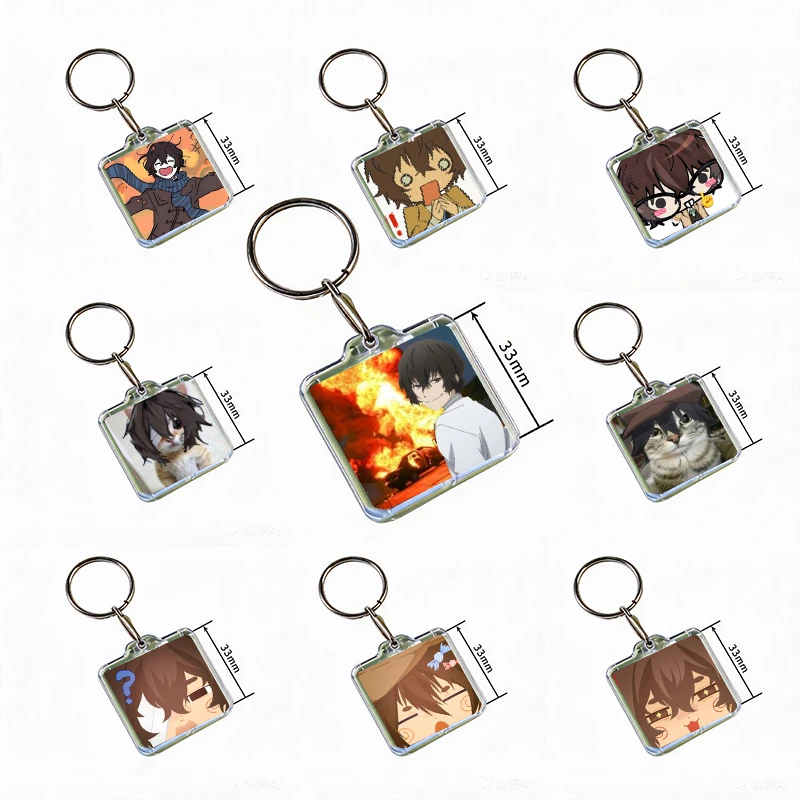 Funny Figure Osamu Dazai Icons Acrylic Keychain Handmade Hanging for Clothes Backpack Decoration Accessories Gifts with Friends
