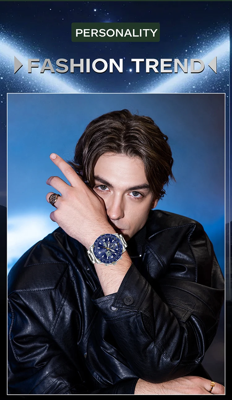 SANDA Neue Business-Quarzuhren für Herren, modisches Edelstahlband, Datum, multifunktionaler Chronograph, 5 Bar, wasserdichte Uhr – Detail 5
