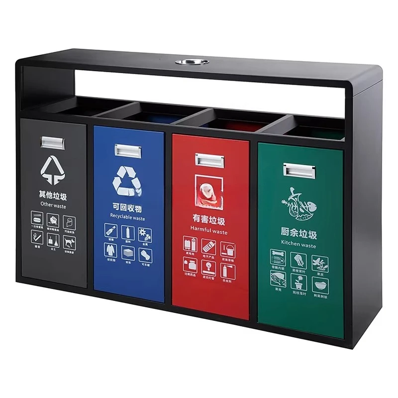 Outdoor Classified Trash Can Stainless Steel Metal Trash Bin Household Waste Bin for Office Building Hotel and Public Place