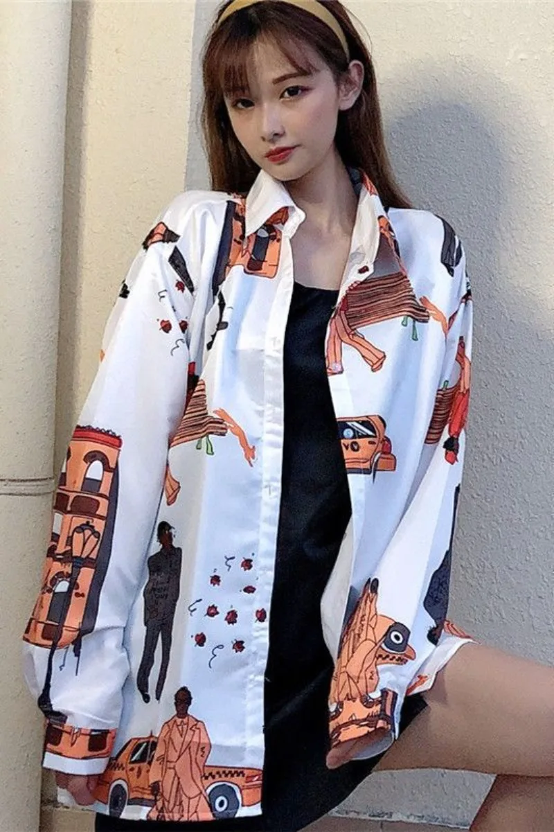 

Ранняя осень, новая модная версия свободного кроя, повседневная модная свободная универсальная футболка для ленивого и отдыха, простая футболка с новыми узорами