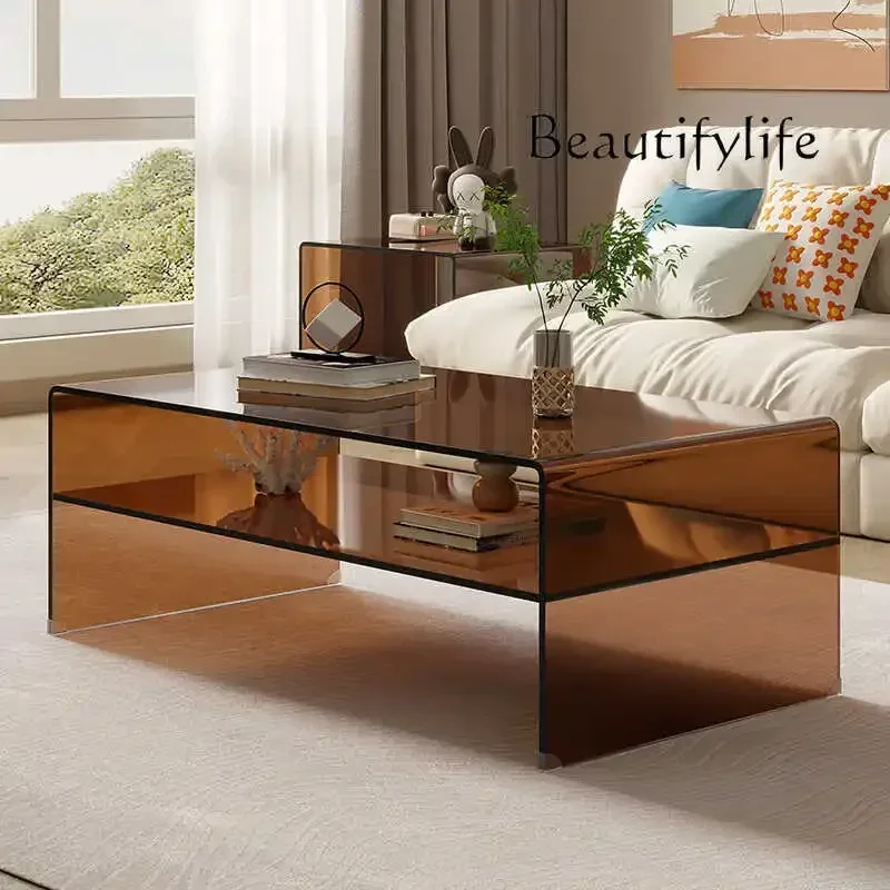 

1 FSemplice tavolino in acrilico marrone soggiorno per la casa piccolo appartamento designer creativo di fascia