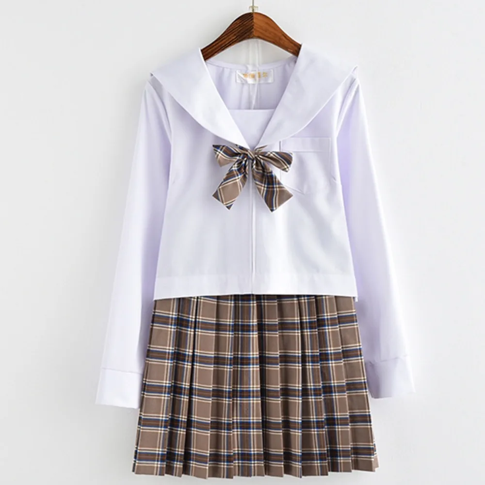学校制服プレミアムカレッジスタイルjkスーツチェック柄セーラースカート2点セット、授業用の多用途な衣装ハロウィンアニメコスプレ用