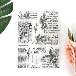 Leaf/Text Background Silicone Transparent Seal Stamps Decoration Scrapbooking Vintage Clear Stamp Planner Junk Journal Supplies