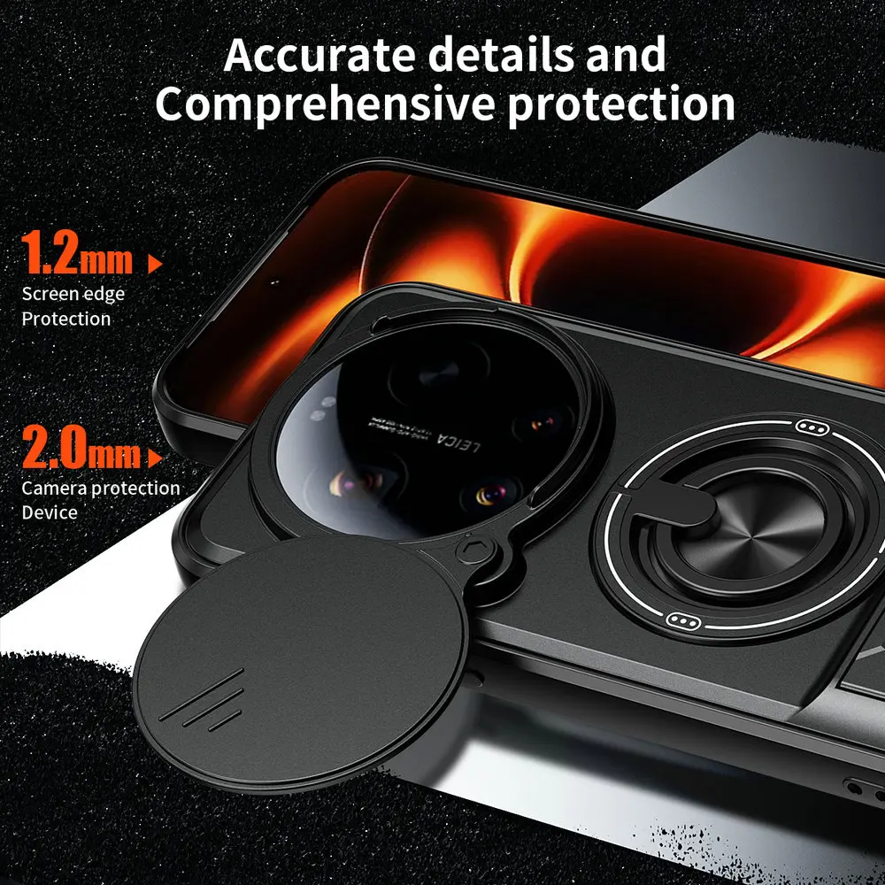 Funda con Anillo Magnético y Cubierta Deslizante para Cámara, Compatible con Xiaomi 17 Ultra 5G, Xiaomi 14T, 15T Pro, Mi 17 Pro Max, 15T, 14T