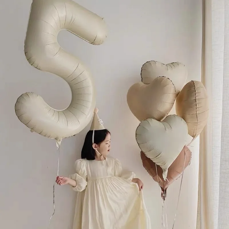 40 Zoll cremefarbene Zahlenballons mit Krone Folienballon 1 2 3 4 5 6 Geburtstag Hochzeit Party Dekoration Babyparty Luft Helium Globos – Detail 2