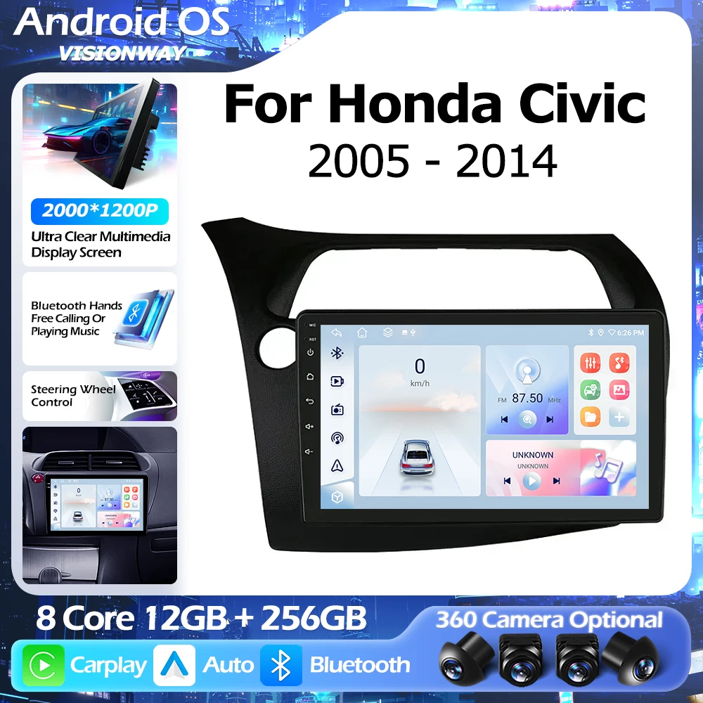 

Android 16 для Honda Civic Hatchback 2005-2014 гг., беспроводной CarPlay, GPS-навигатор, мультимедийный плеер, автоматический WIFI 4G QLED 2000*1200P