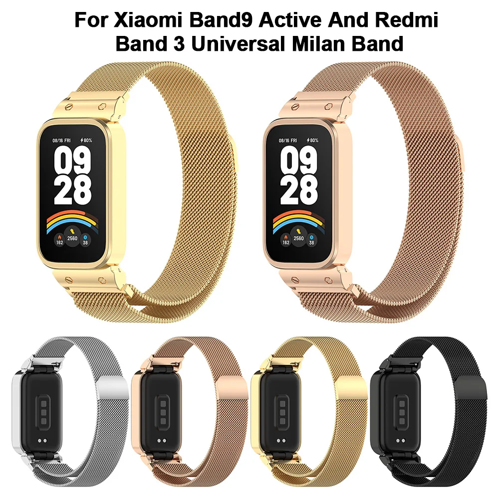 

Magnetic Metal Strap For Xiaomi Mi Band 9 Active Stainless Steel Replacement Watchband For Redmi Band 3 Belt Bracelet Correa