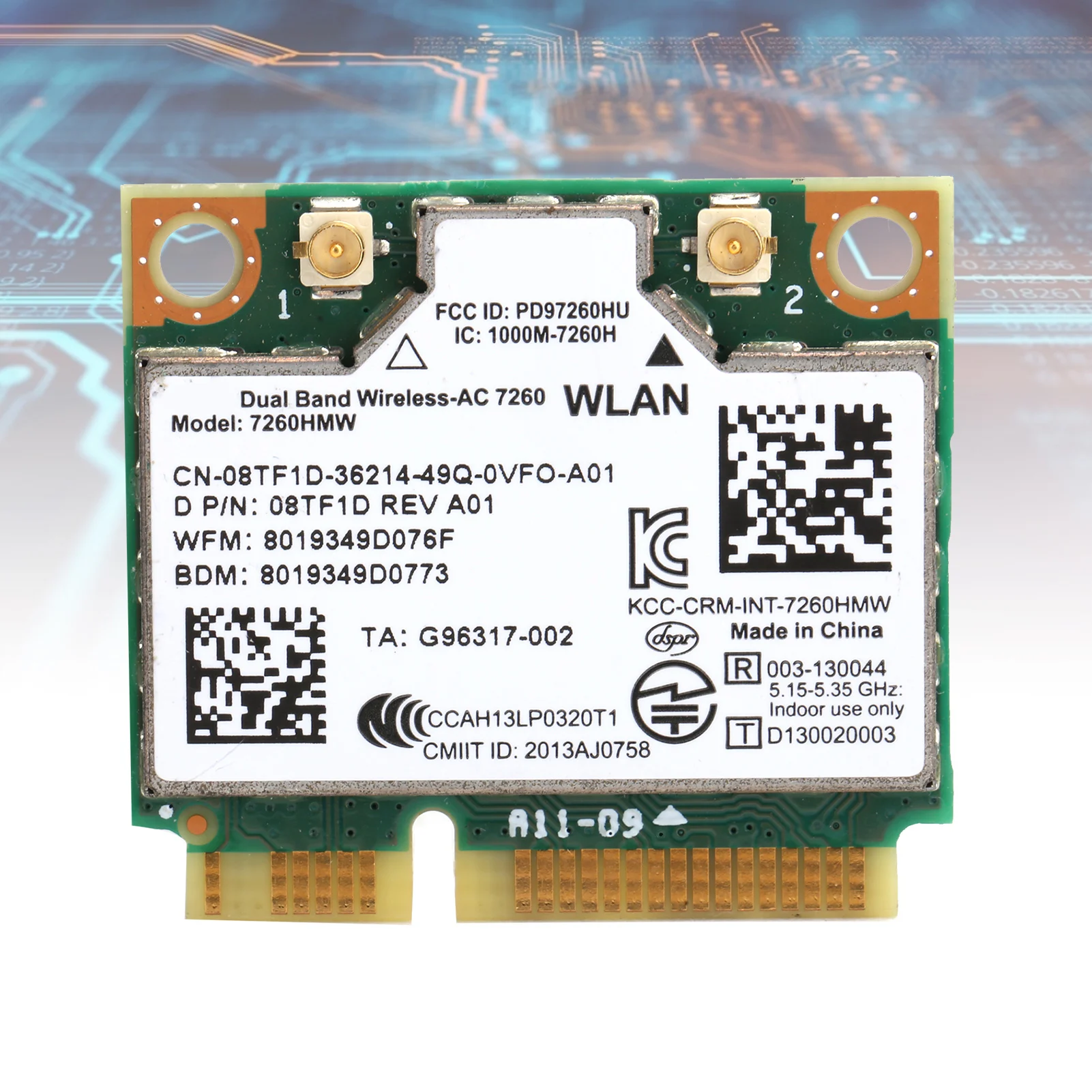 Dual‑Band Mini PCI‑E Mini PCI‑E Wireless Wifi Card Dual‑Band BT 4.0 Network Module for Intel 7260 ac/ 7260HMW