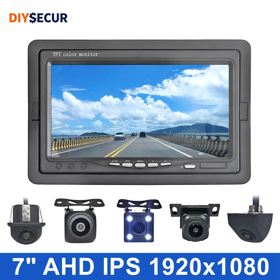 

DIYSECUR 7inch AHD IPS Car Rear View Monitor 1080P IP68 Night Vision Backup Camera for Car RV Bus - Reverse Camera System
