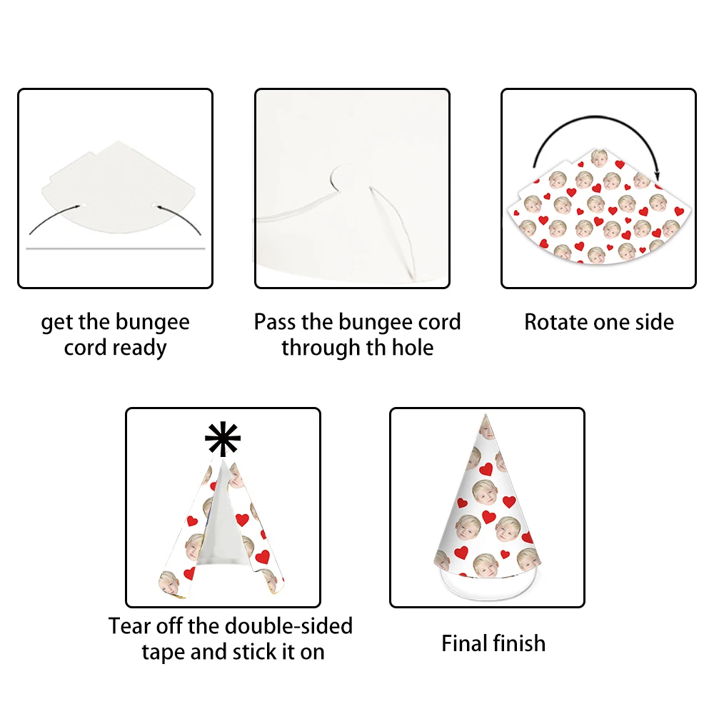 قبعة صور مخصصة لعيد الحب مخصصة لأي وجه قبعة ورقية للصور مثالية لتزيين حفلات الزفاف وعيد الحب