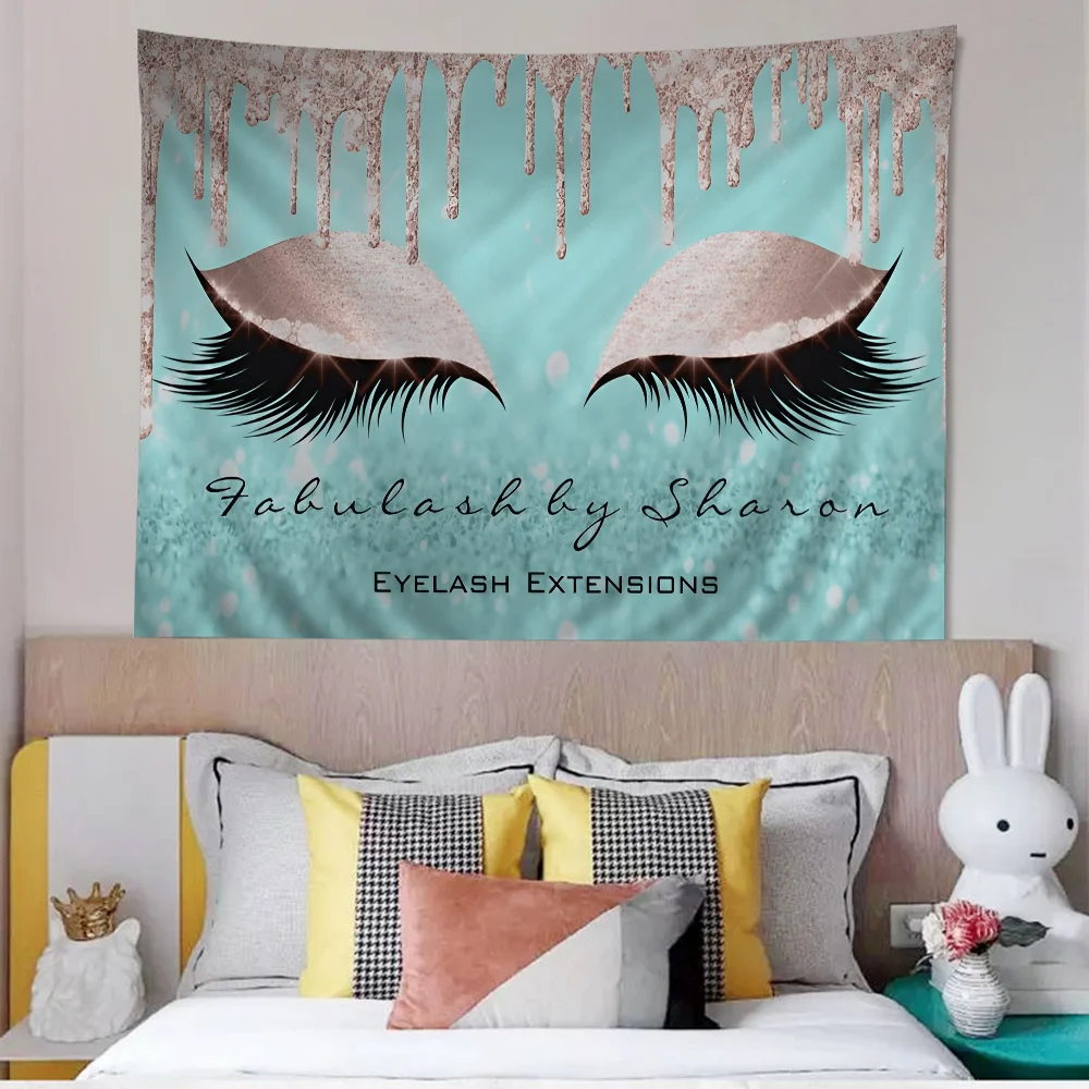 Fashion Rose Gold EyeLash Welcome Printed Large Wall Tapestry Hanging Tarot Hippie Wall Rugs Dorm Home Decor