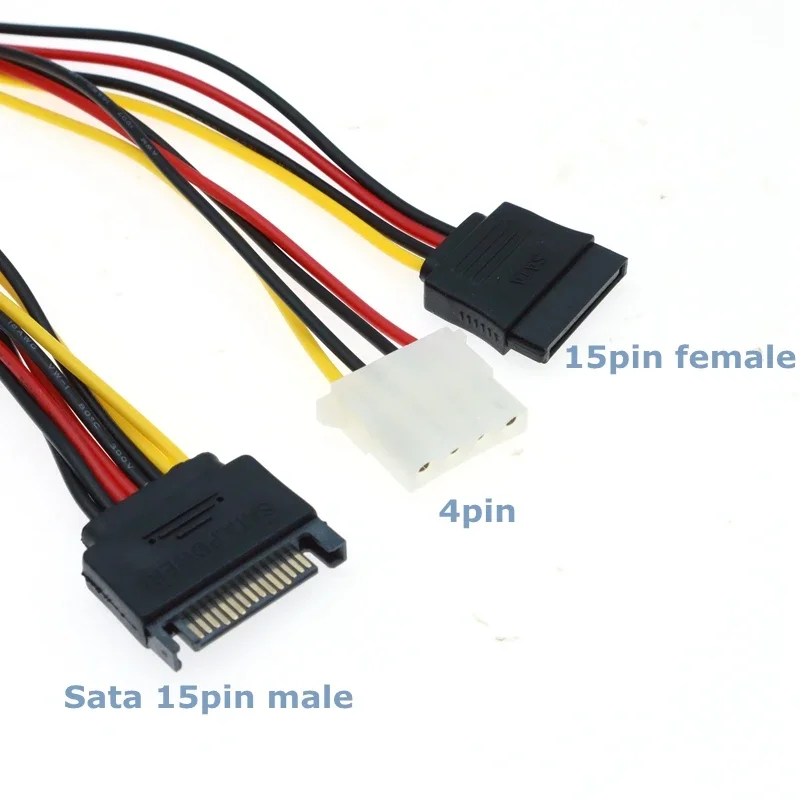 For Computer IDE to Serial ATA SATA Hard Drive SATA 15-pin male to female+4pin female SATA Computer Chassis Power Cord,